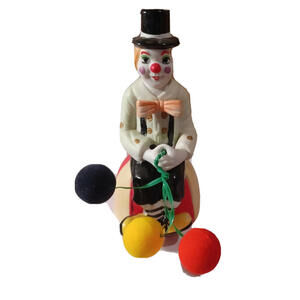 Vintage Deville Ceramic Clown Holding Balloons Collectible